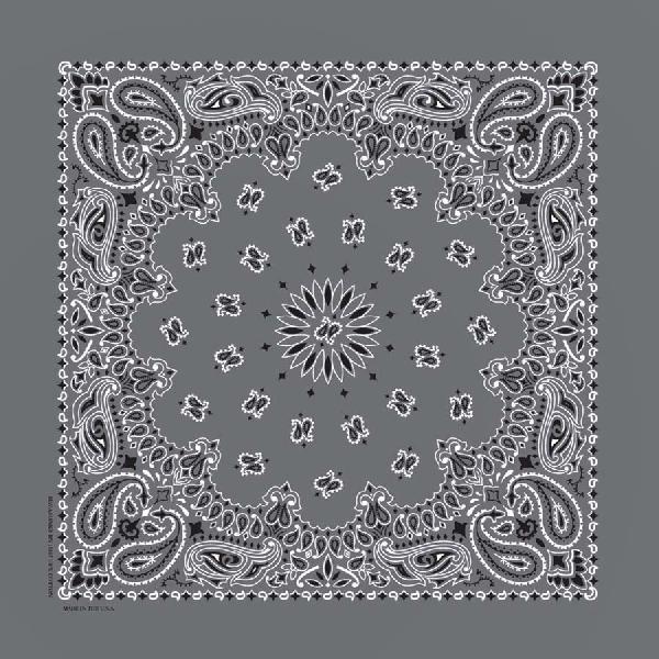 (image for) Bandanna Charcoal Paisley 22" x 22"